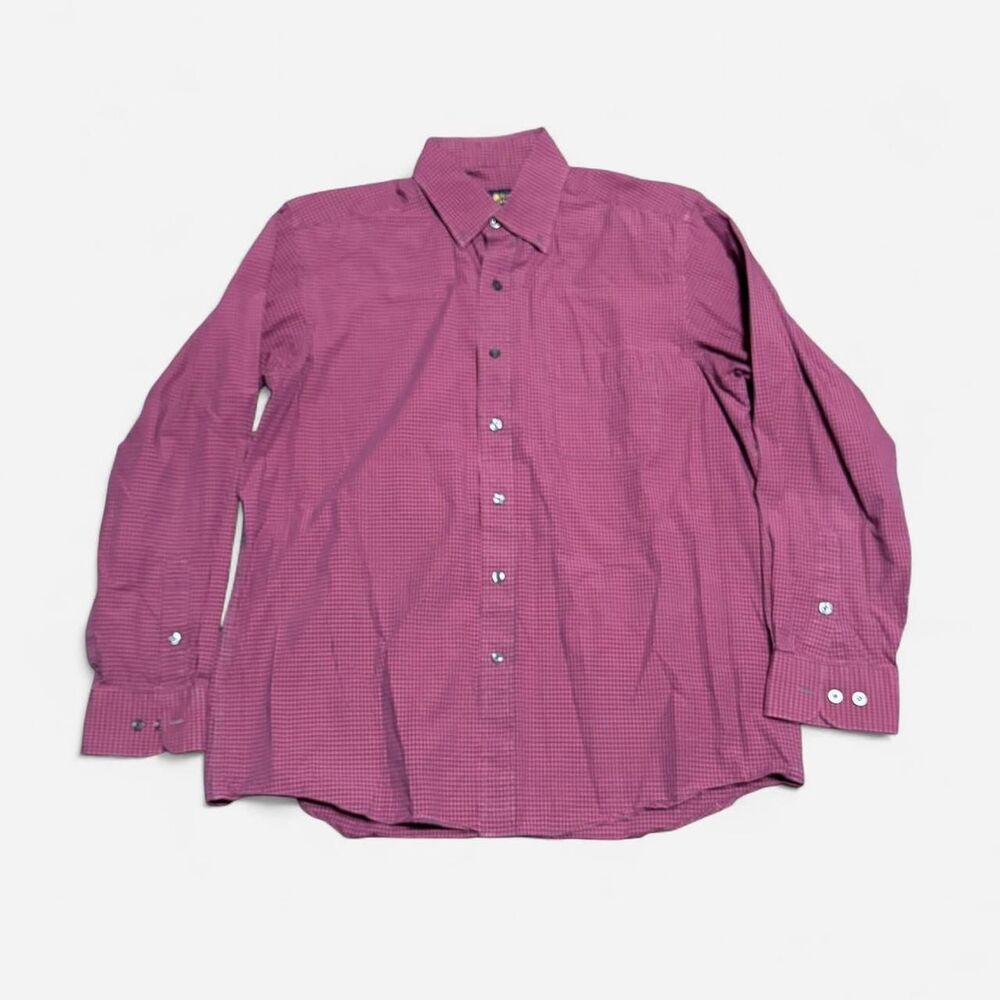 Club room purple and black checkered XXL size button up long sleeve shirt